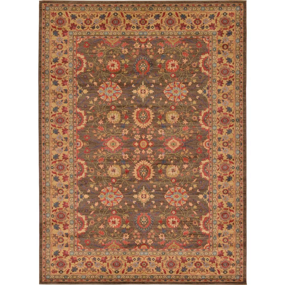Edinburgh Monroe Red and Brown Floral 8' x 11' Area Rug