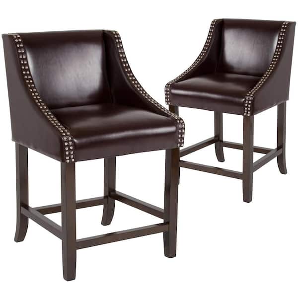 Carnegy Avenue 24 in Brown Leather Bar Stool (Set of 2)