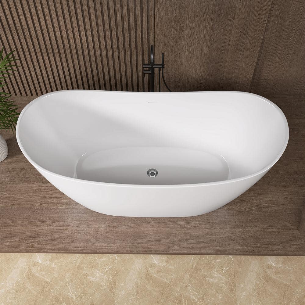68'' White Acrylic Freestanding Double Slipper Soaking Tub