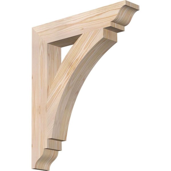 Ekena Millwork 3.5 in. x 24 in. x 20 in. Douglas Fir Thorton Traditional Smooth Bracket