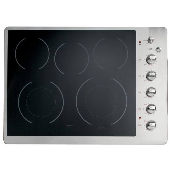 GE Cafe 30 in. Radiant Electric Cooktop in Stainless Steel with 5 Elements including Power Boil Element