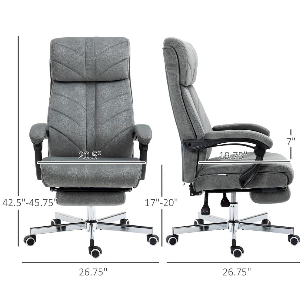 Executive High-Back Swivel Office Chair with Fixed Arms in Gray