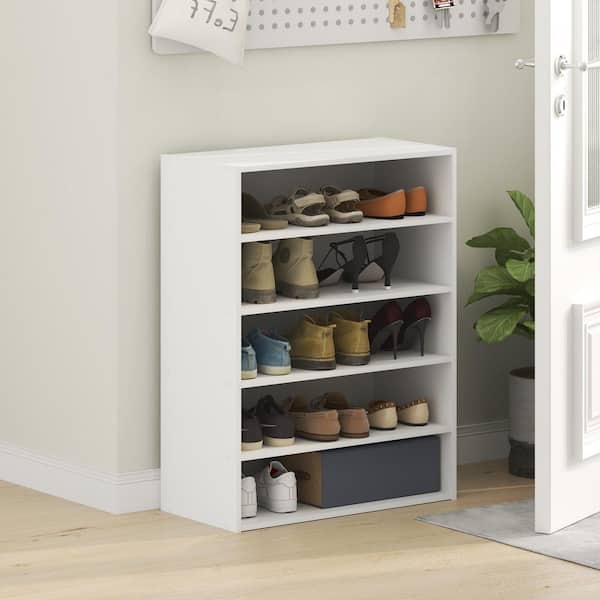 Furinno 31.5 in. H 15-Pair Black Dark Oak Wood Shoe Rack 25005WHD