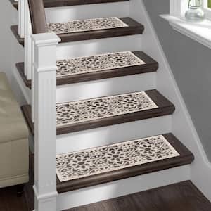 Sofihas Brown 9 in. x 28 in. Polypropylene with Rubber Backing Carpet Stair Tread Covers (Set of 15)