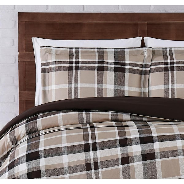 Paulette Plaid Taupe Comforter Set