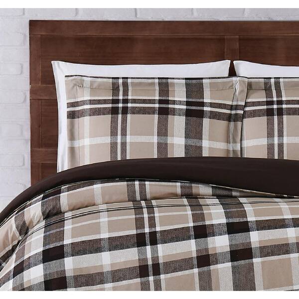 Truly Soft Paulette Plaid Taupe Full, Taupe Coloured Duvet Covers