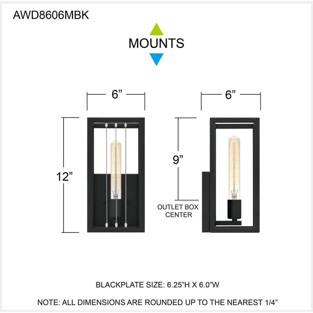 Matte Black Steel 12" Dimmable Wall Sconce