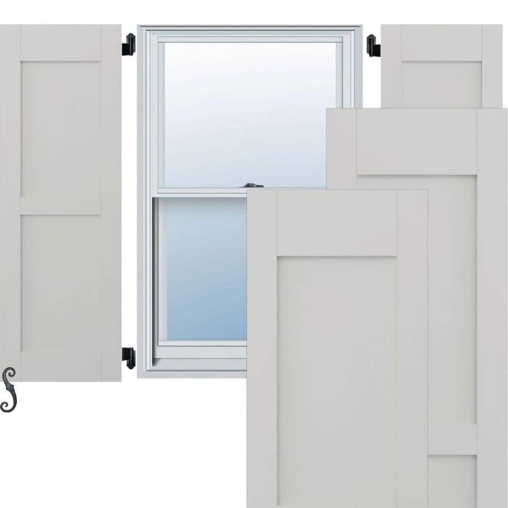15 in. W x 57 in. H Americraft 2-Equal Flat Panel Exterior Real Wood Shutters Pair in Hailstorm Gray price history on PriceWatchPro