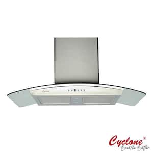 30 in. 550 CFM Curve Glass Accent Wall Mount Range Hood with LED Lights in Stainless Steel