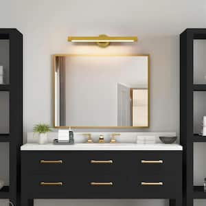 Dorae 1-Light 23.6 in. Modern Brushed Gold Linear Cylinder Minimalist Adjustable Integrated LED Bathroom Vanity Light