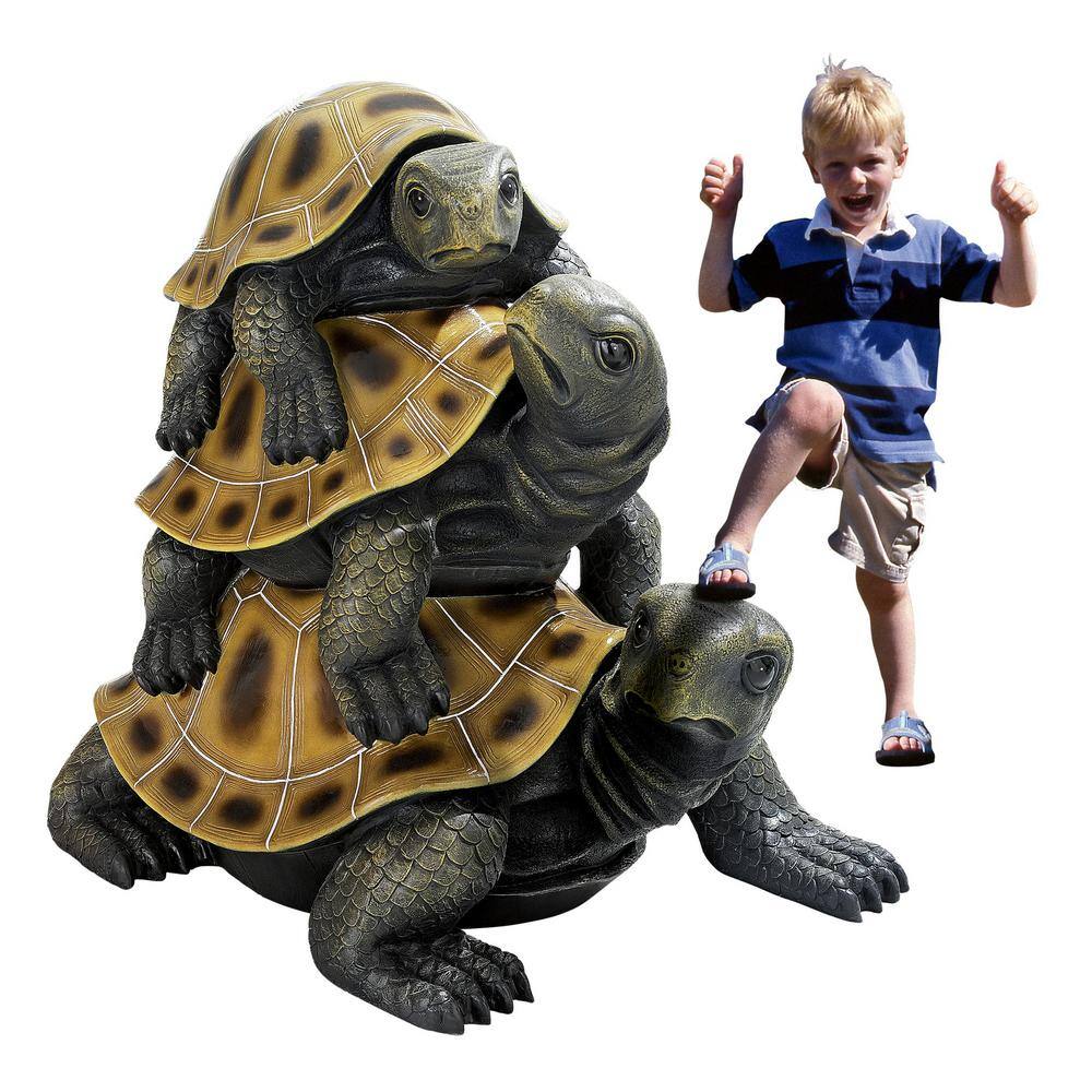 Giant Hand-Painted Resin Stacked Turtle Garden Statue
