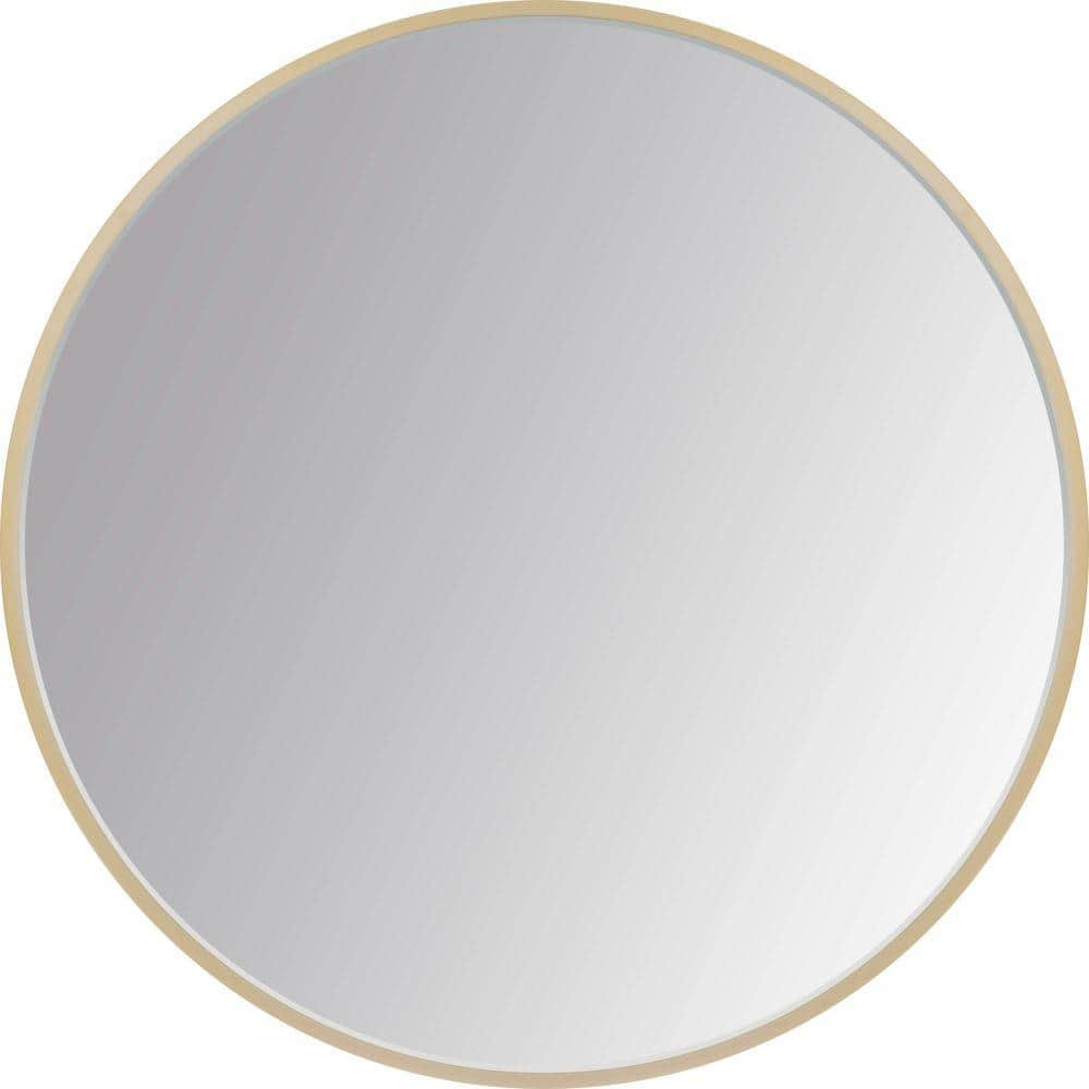 LA PASTICHE Alais 24 in. x 24 in. Classic Round Framed Gold Decorative ...