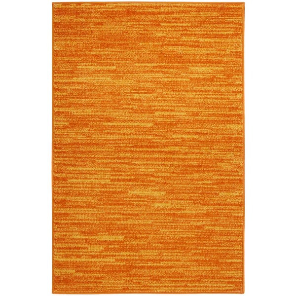 Nourison Essentials doormat 2 ft. x 4 ft. Sunburst Solid Contemporary Indoor/Outdoor Patio Kitchen Area Rug