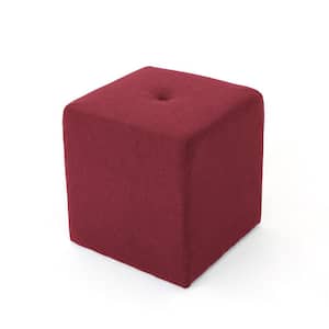 Cayla 16.50 in. x 16.50 in. Deep Red Square Ottoman