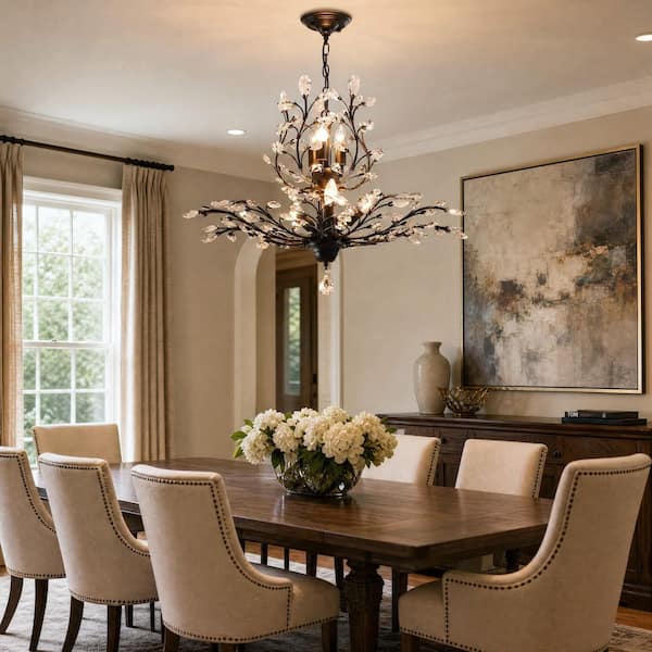Genoci 8-Light Black Dimmable Empire Chandelier for Living Room