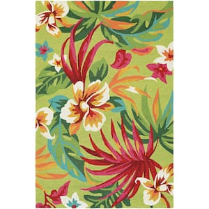Covington Painted Fern Fern-Red 4 ft. x 6 ft. Indoor/Outdoor Area Rug