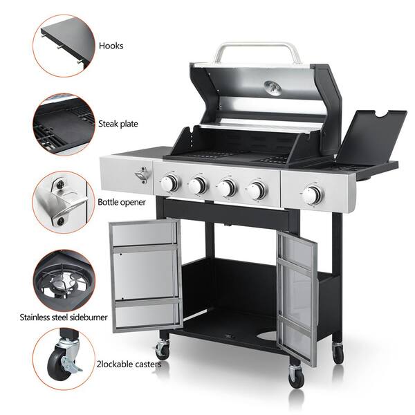 Kahomvis 4-Burner Stainless Steel Barbecue Grill Propane