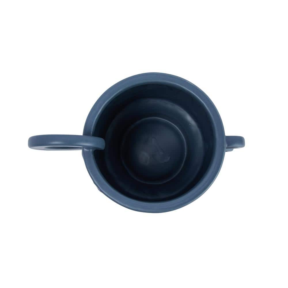 Modern Blue Stoneware Planter with Handles 9.5"