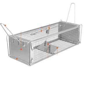 Dual Door Rat Trap Cage Humane Live Rodent Dense Mesh Zinc Electroplating Mice Control with 2 Detachable U Shaped Rod