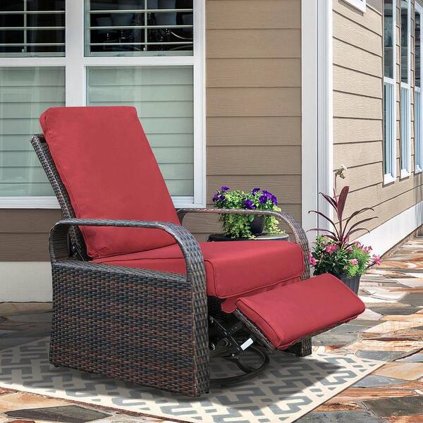 thumbnail image 2 of Frie Outdoor Recliner, All-Weather Resin Wicker Patio Chaise Lounge Recliner Chair Adjustable Back Ottoman Aluminum Frame Reclining 5 11 Cushion Beige 2 of 14