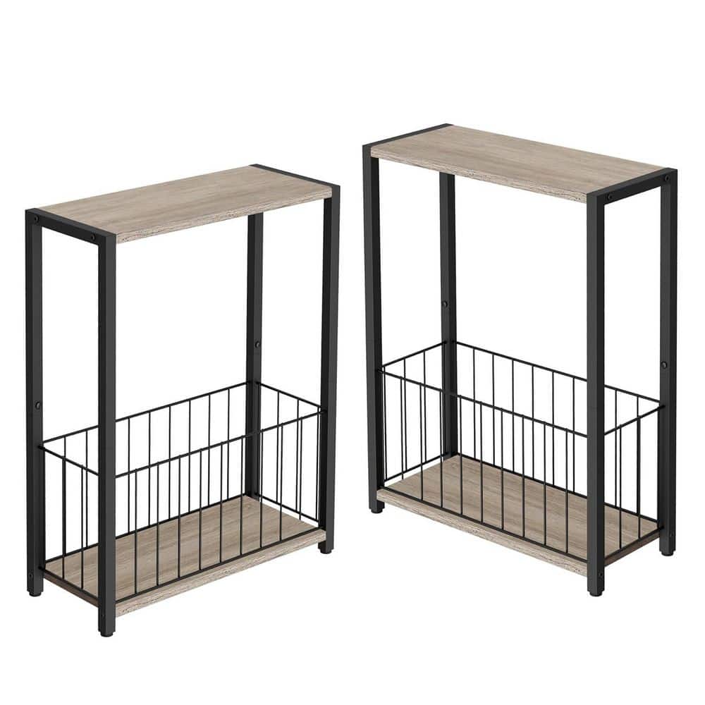 Greige 17 in. x 23.5 in. Metal Freestanding Magazine Rack (Set of