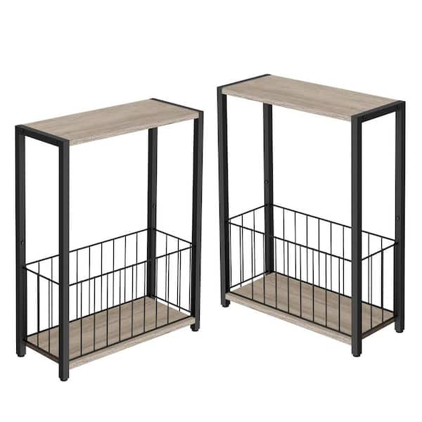 Greige 17 in. x 23.5 in. Metal Freestanding Magazine Rack Set of 2