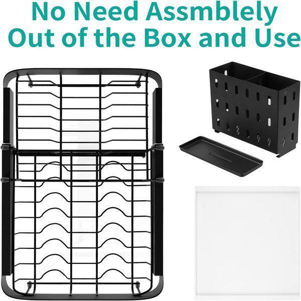 Aoibox Black Stainless Steel Dish Rack Sink Drying Rack for Kitchen Counter  Extendable Dish Drainers with Drying Board HDDB1041 - The Home Depot