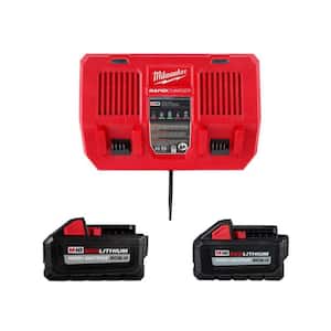 M18 18-Volt Lithium-Ion Dual Bay Rapid Battery Charger with (2) Batteries