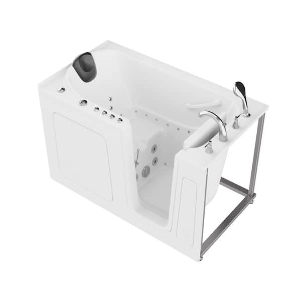 WTHDX Series 32 in. x 60 in. Right Drain Combination Jetted Walk-in Bathtub in White with Powered Fast Drain