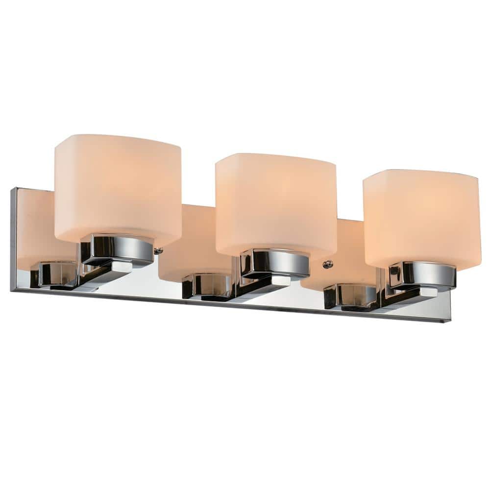 Dove Creek 24" Polished Chrome Vanity Light with Frosted Glass Shades