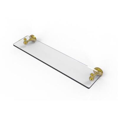 Shadwell Collection 22 in. W Glass Vanity Shelf with Beveled Edges in Polished Brass