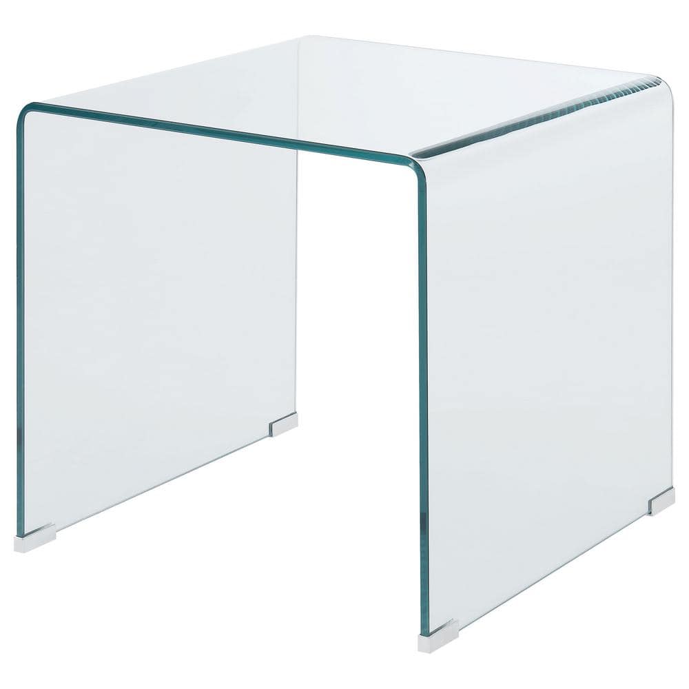 Clear Acrylic Square End Table with Curved Edges