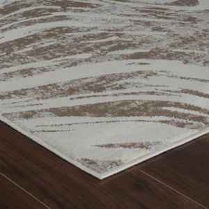 Nomad Beige Brown 4 ft. x 6 ft. Coastal Abstract Indoor Area Rug