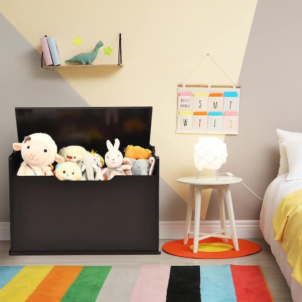 Costway Kids Toy Box Wooden Flip-top Storage Chest Bench with