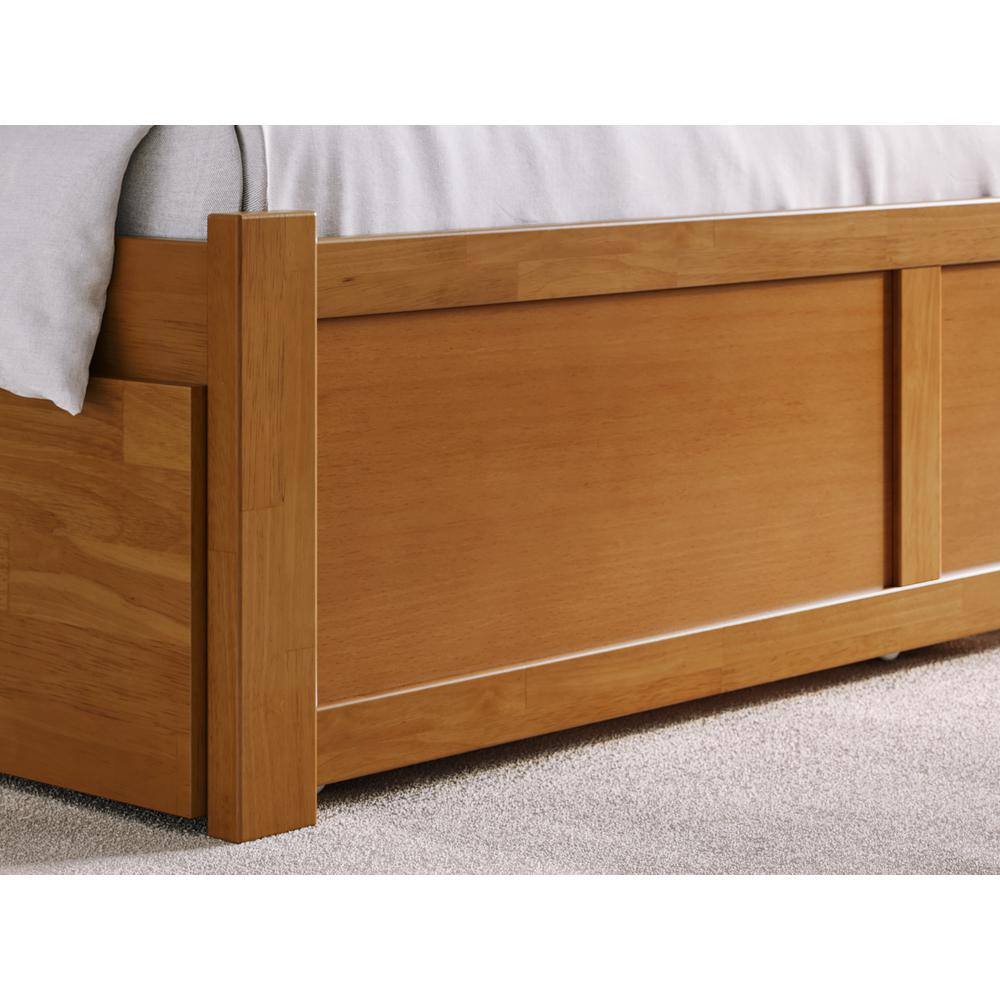 Light Toffee Queen Wood Platform Bed with Storage Drawers