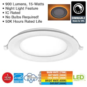 6 in. Canless Integrated LED Recessed Light Trim w/ Night Light 650lm Adjustable CCT New Construction Remodel (24-Pack)