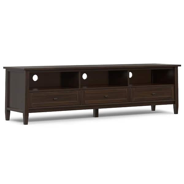 Warm Shaker Tobacco Brown 72 in. Low TV Media Stand For TVs up to 80 in.