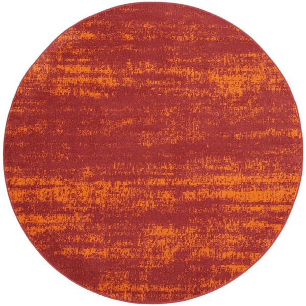 Nourison Nourison Essentials Red 4 ft. x 4 ft. Abstract Contemporary Round Area Rug