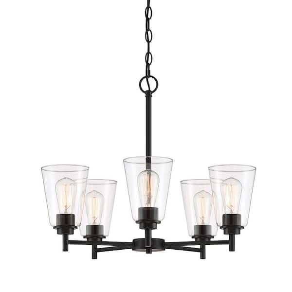 Westin 5-Light Matte Black Industrial Sputnik Chandelier for Dining Areas with No Bulbs Included