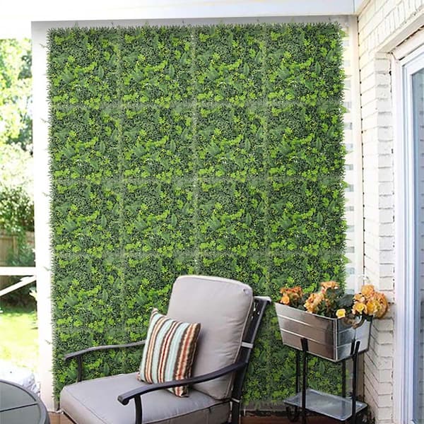 20 in. H x 20 in. W Plastic Artificial Ivy Faux Boxwood Hedge Privacy Garden Fence for Backyard Garden, 1-Pieces