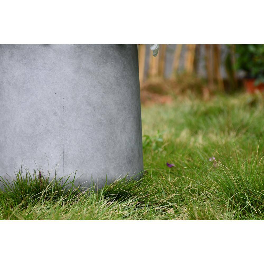 Large Gray Lightweight Concrete Round Planter for Indoor/Outdoor Use