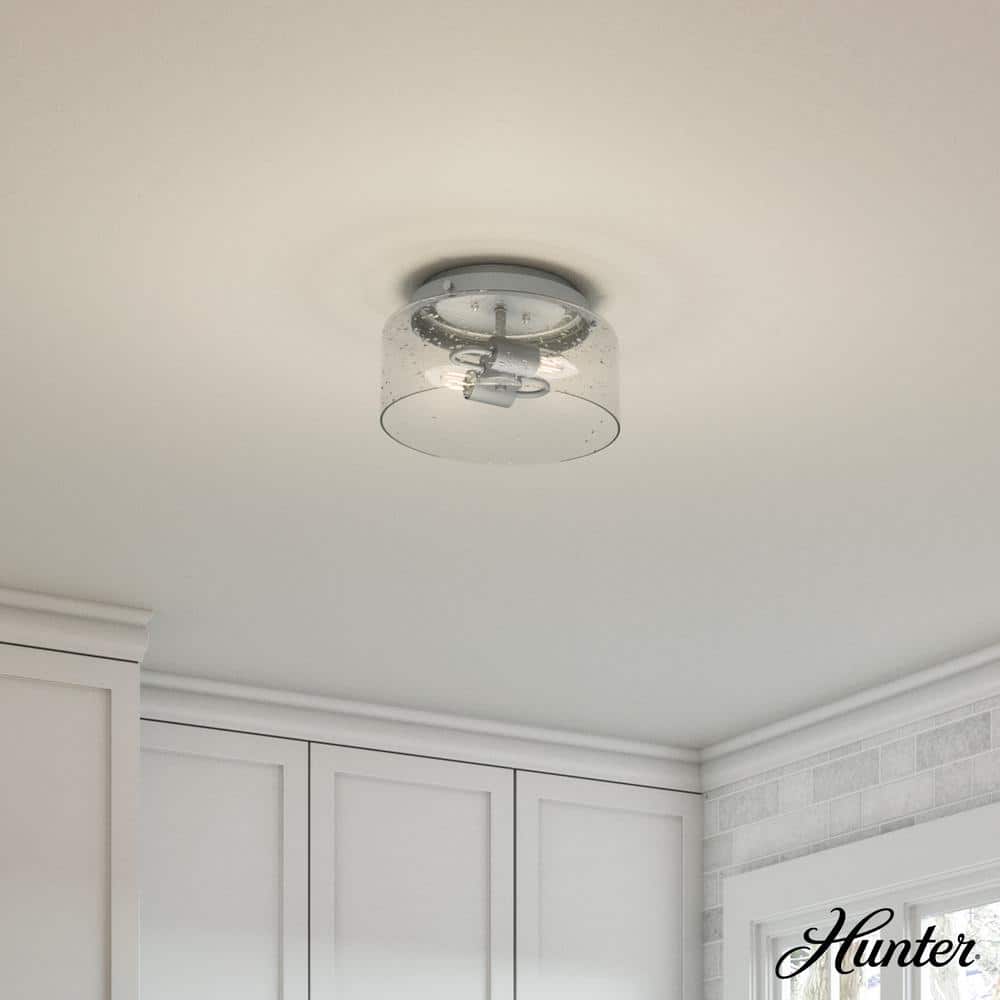 Hartland Classic Seeded Glass 11.5" LED Flush Mount in Matte Silver