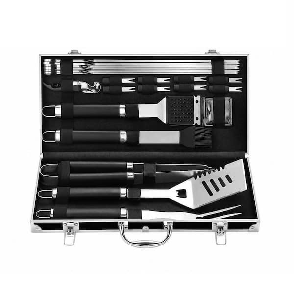 22-Piece Black BBQ Accessories Grill Tools Set, Stainless Steel Barbecue Grill Accessories, Christmas Grilling Gifts