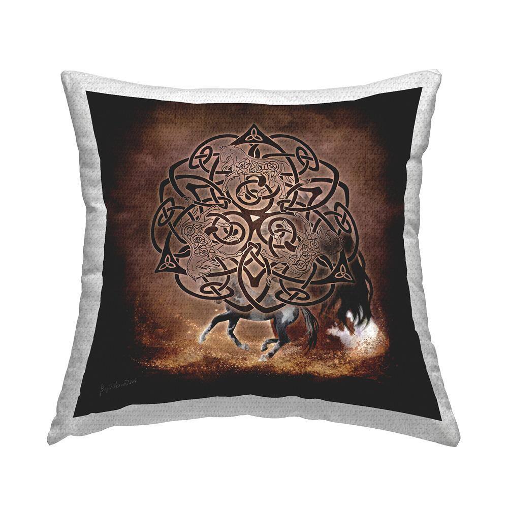 Brown Celtic Horse Brown Square Outdoor Throw Pillow price history on PriceWatchPro