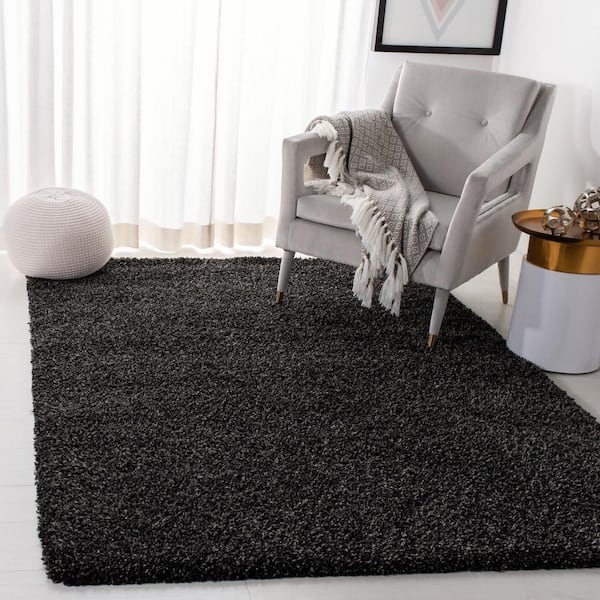 Evolution Shag Charcoal 7 ft. x 7 ft. Square Solid Area Rug