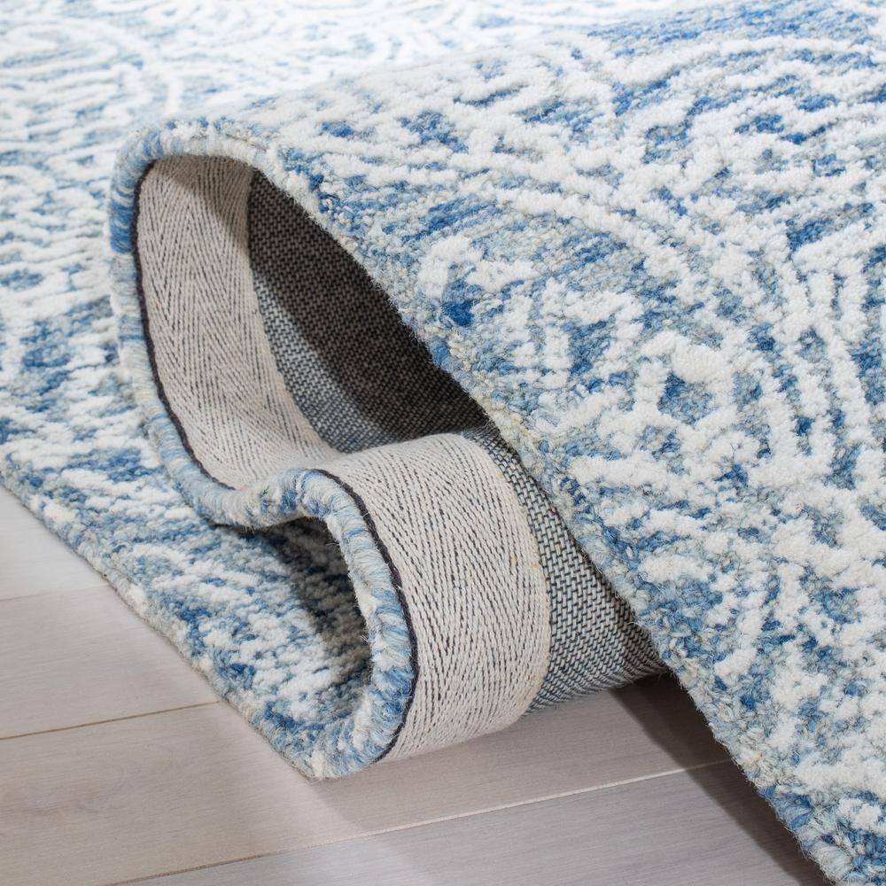 Blue and Ivory Hand-Tufted Wool 8' x 10' Area Rug