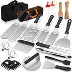 Dyiom Black and White 23-Piece Grill Bag Stainless Steel BBQ Griddle Accessories Set Included Cast Iron Press