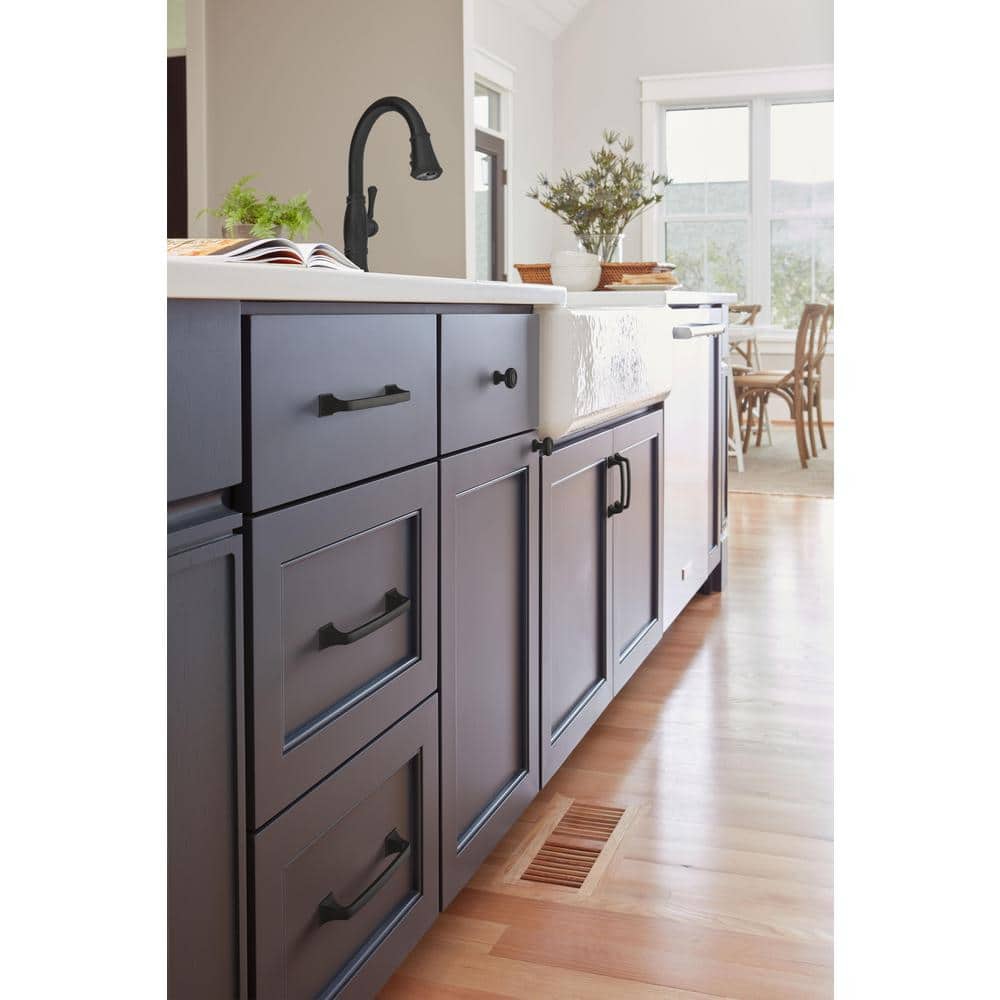 Matte Black Steel Traditional Cabinet Drawer Pull with Mounting Hardware