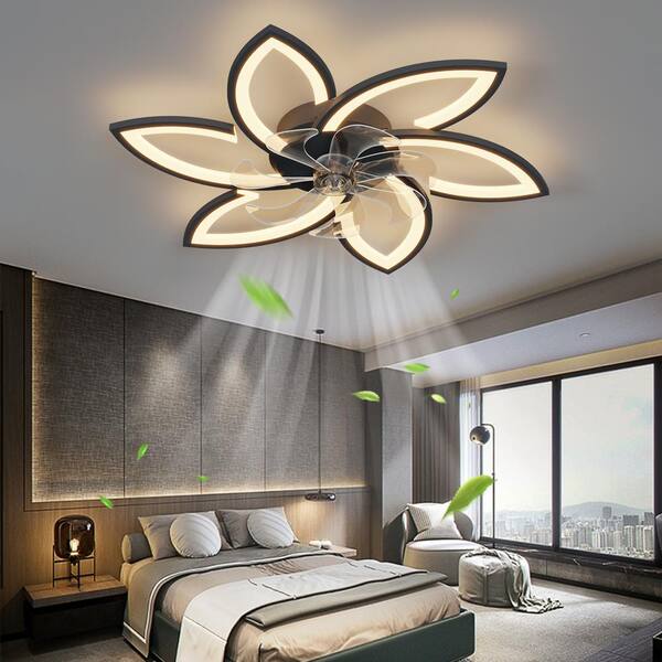 PUDO 31 in. Black Flower Type Integrated LED Indoor Ceiling