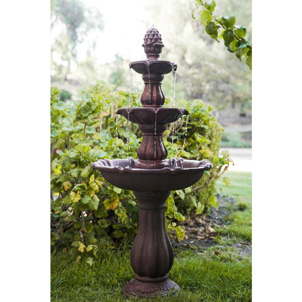 52 Inch Tall Brown 3-Tier Freestanding Waterfall Fountain